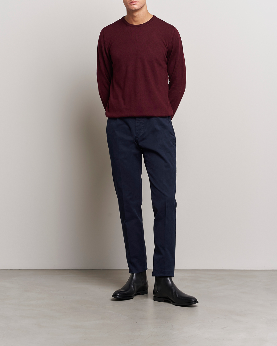 Herren | Pullover | Gran Sasso | Merino Fashion Fit Crew Neck Pullover Burgundy