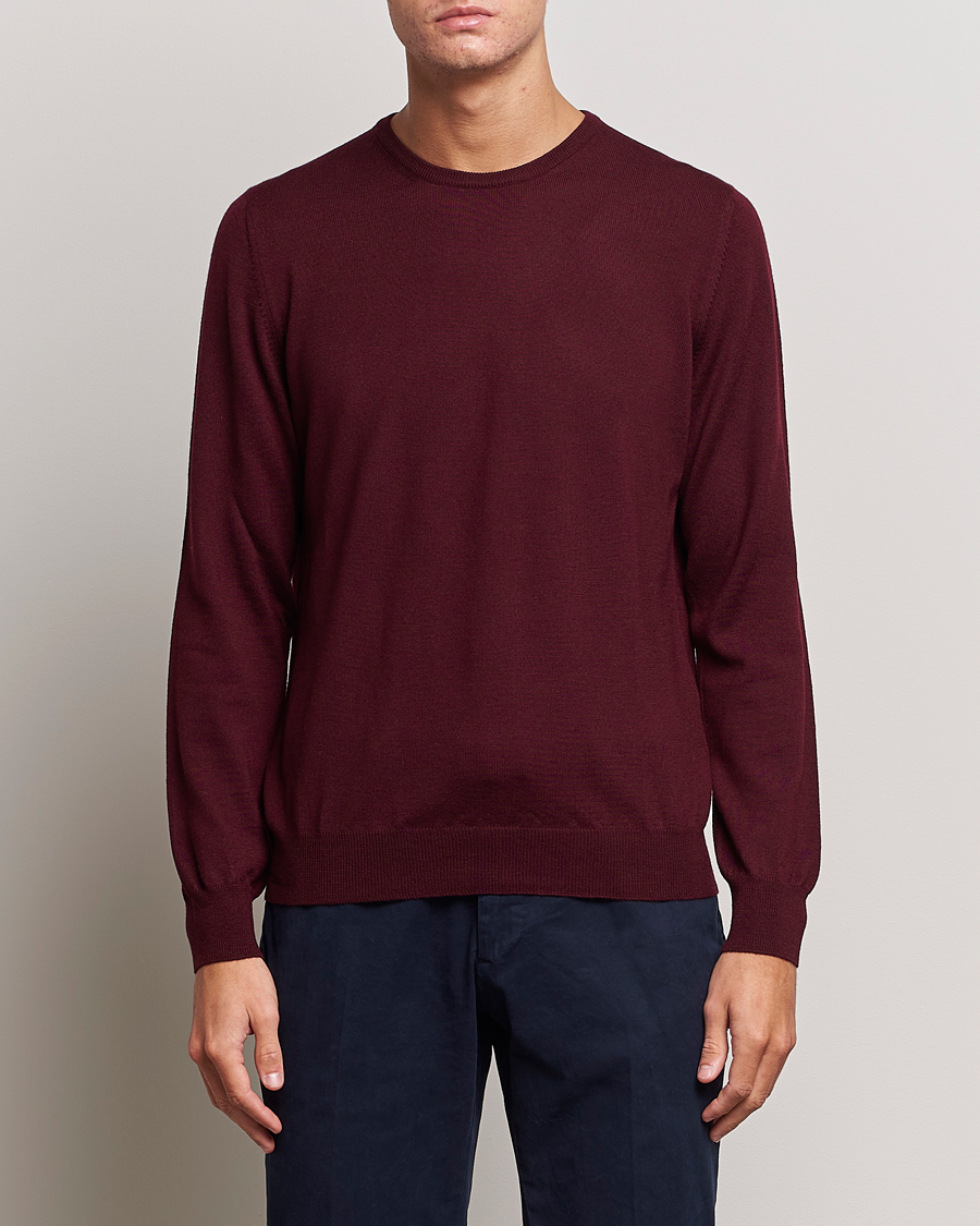 Herren | Pullover | Gran Sasso | Merino Fashion Fit Crew Neck Pullover Burgundy