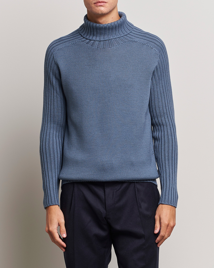Herren | Pullover | Gran Sasso | Rainwool Rollneck Dusty Blue