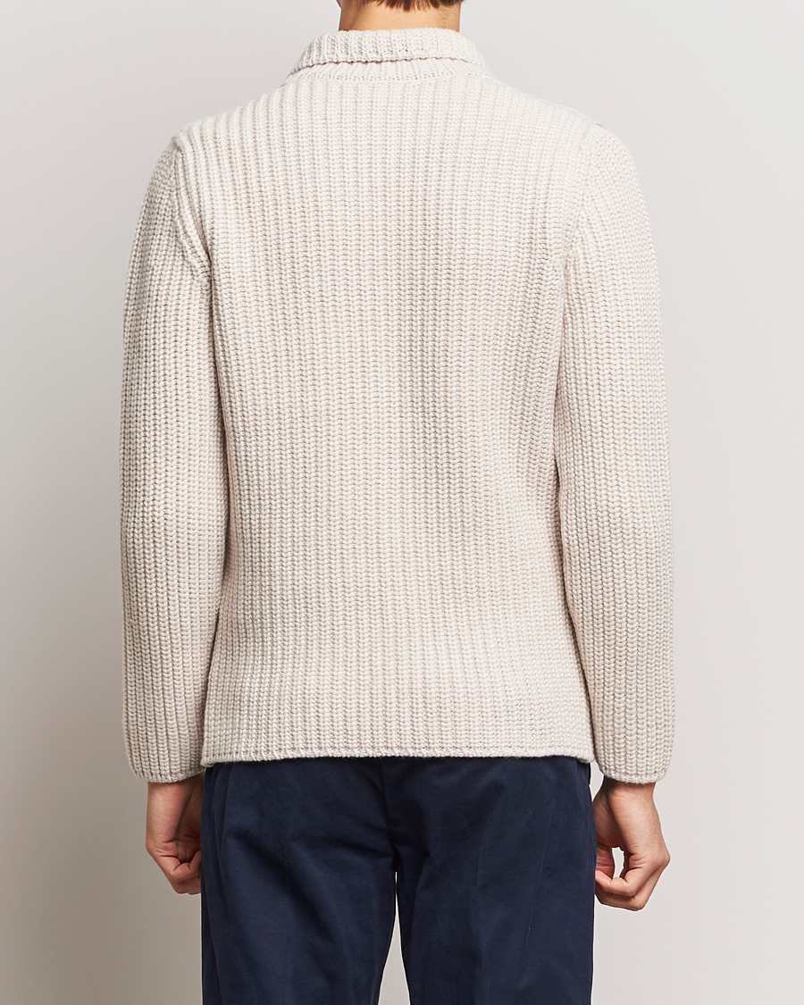 Herren | Pullover | Gran Sasso | Heavy Wool Knitted Blazer Cardigan Off White