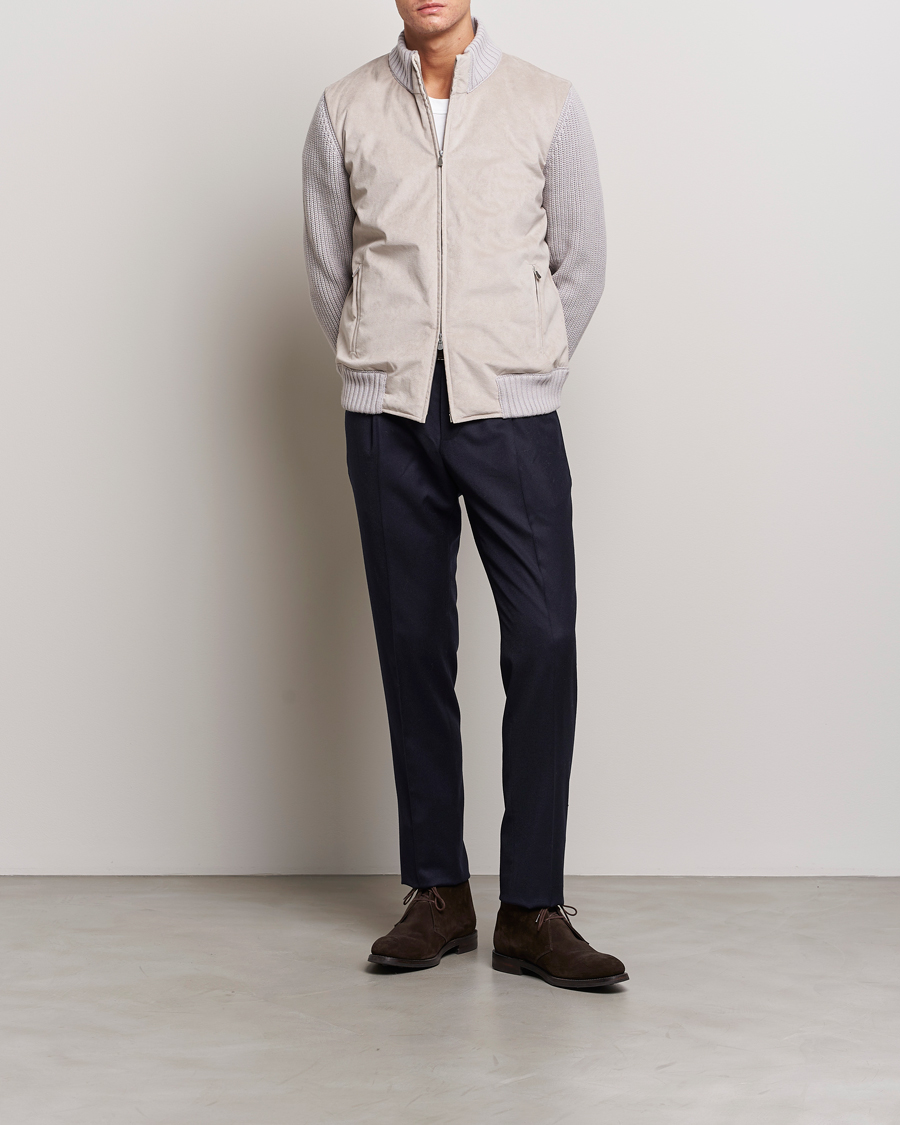 Herren | Jacken | Gran Sasso | Wool/Alcantara Padded Full Zip Sand/Creme