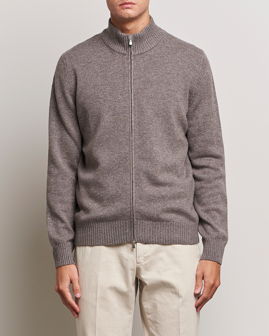 Herren |  | Gran Sasso | Wool/Cashmere Full Zip Light Brown Melange
