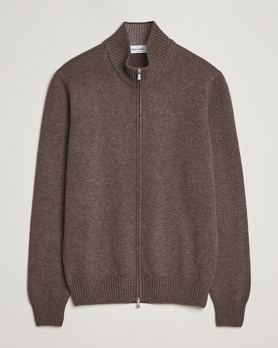 Herren |  | Gran Sasso | Wool/Cashmere Full Zip Brown Melange