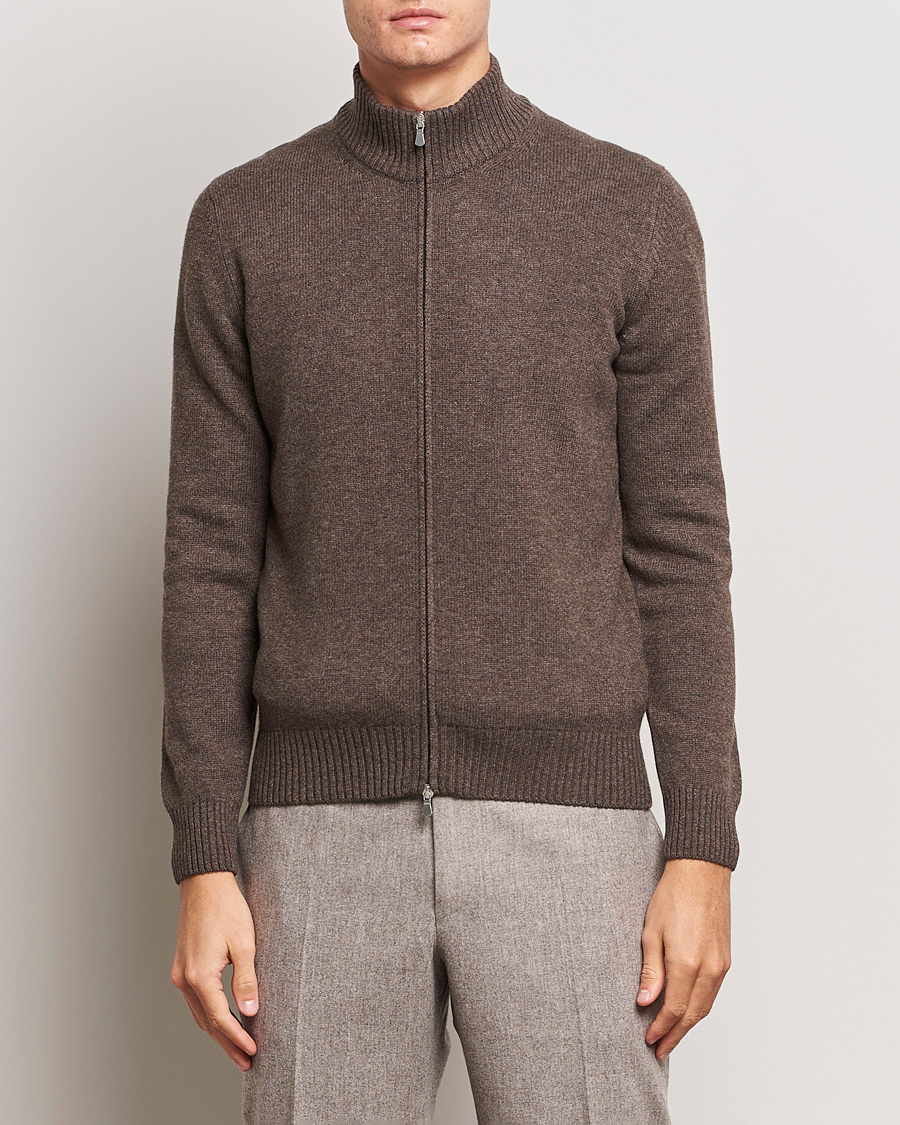 Herren | Pullover | Gran Sasso | Wool/Cashmere Full Zip Brown Melange
