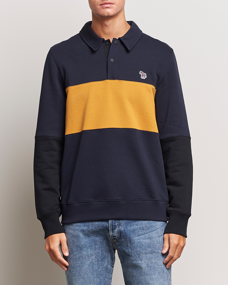 Herren |  | PS Paul Smith | Organic Cotton Zebra Colorblocked Rugger Navy/Yellow