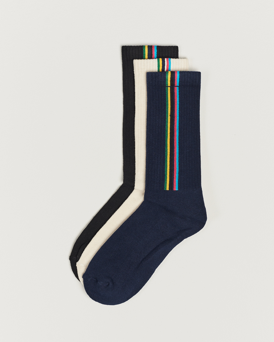Herren |  | PS Paul Smith | 3-Pack Striped Socks Black/Navy/White
