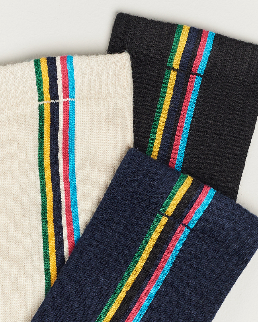 Herren | Paul Smith | PS Paul Smith | 3-Pack Striped Socks Black/Navy/White