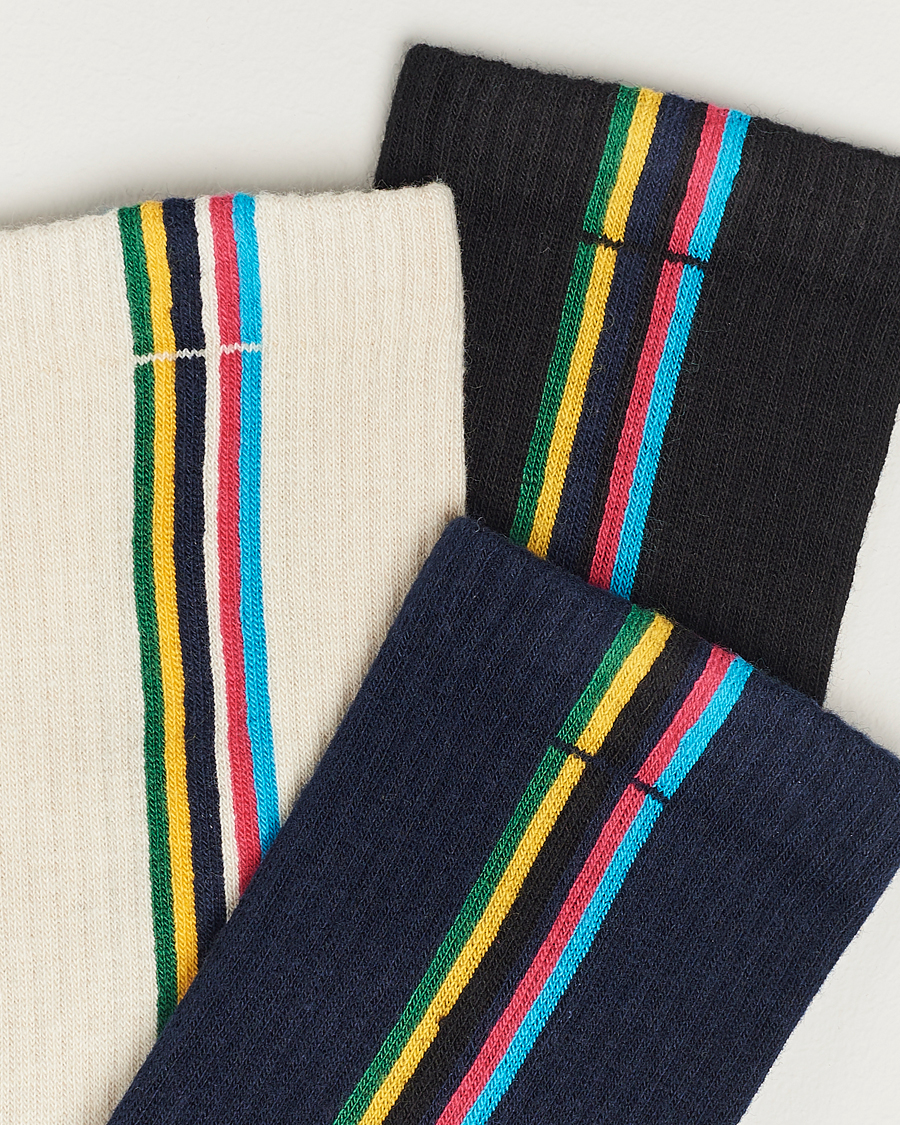 Herren |  | PS Paul Smith | 3-Pack Striped Socks Black/Navy/White