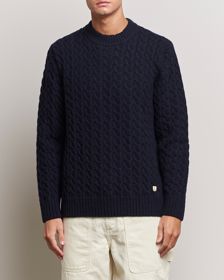 Herren |  | Armor-lux | Pull RDC Wool Structured Knitted Sweater Navy