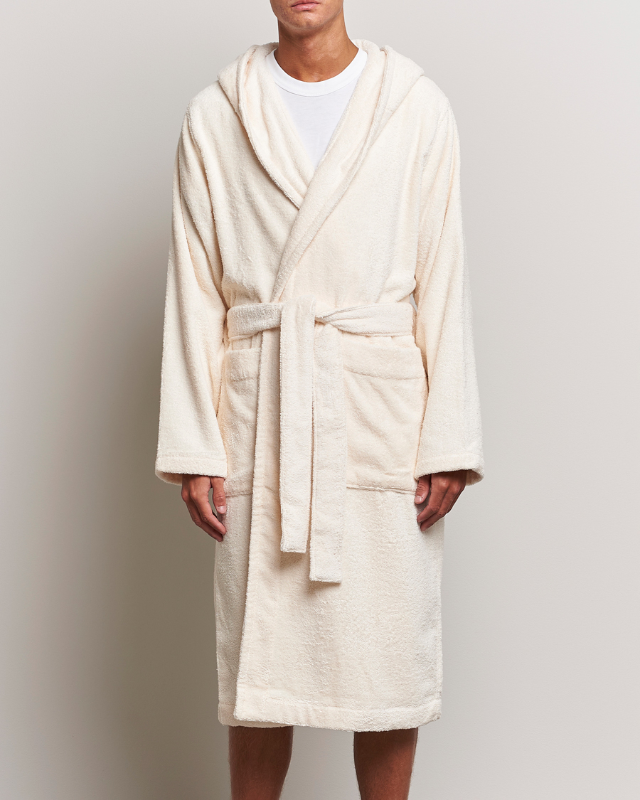 Herren | Sale | Tekla | Organic Terry Hooded Bathrobe Ivory