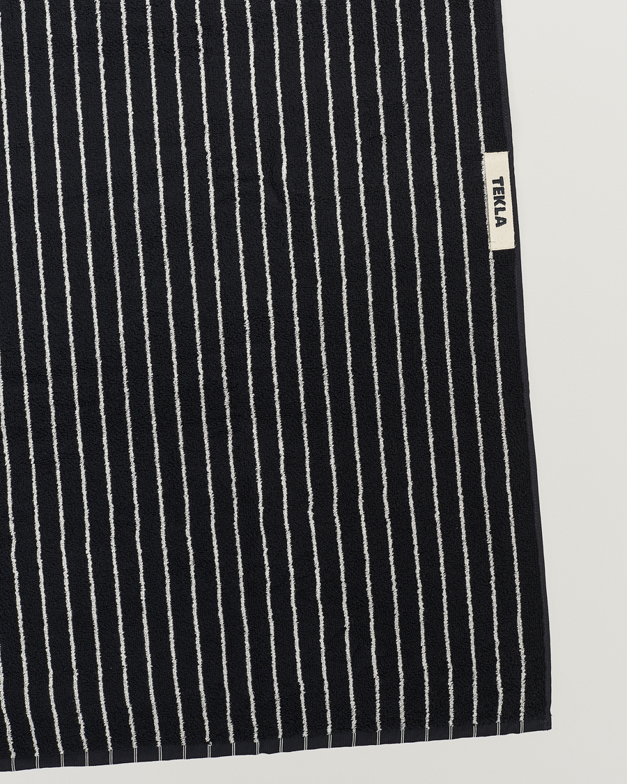Men |  | Tekla | Organic Terry Hand Towel Black Stripe