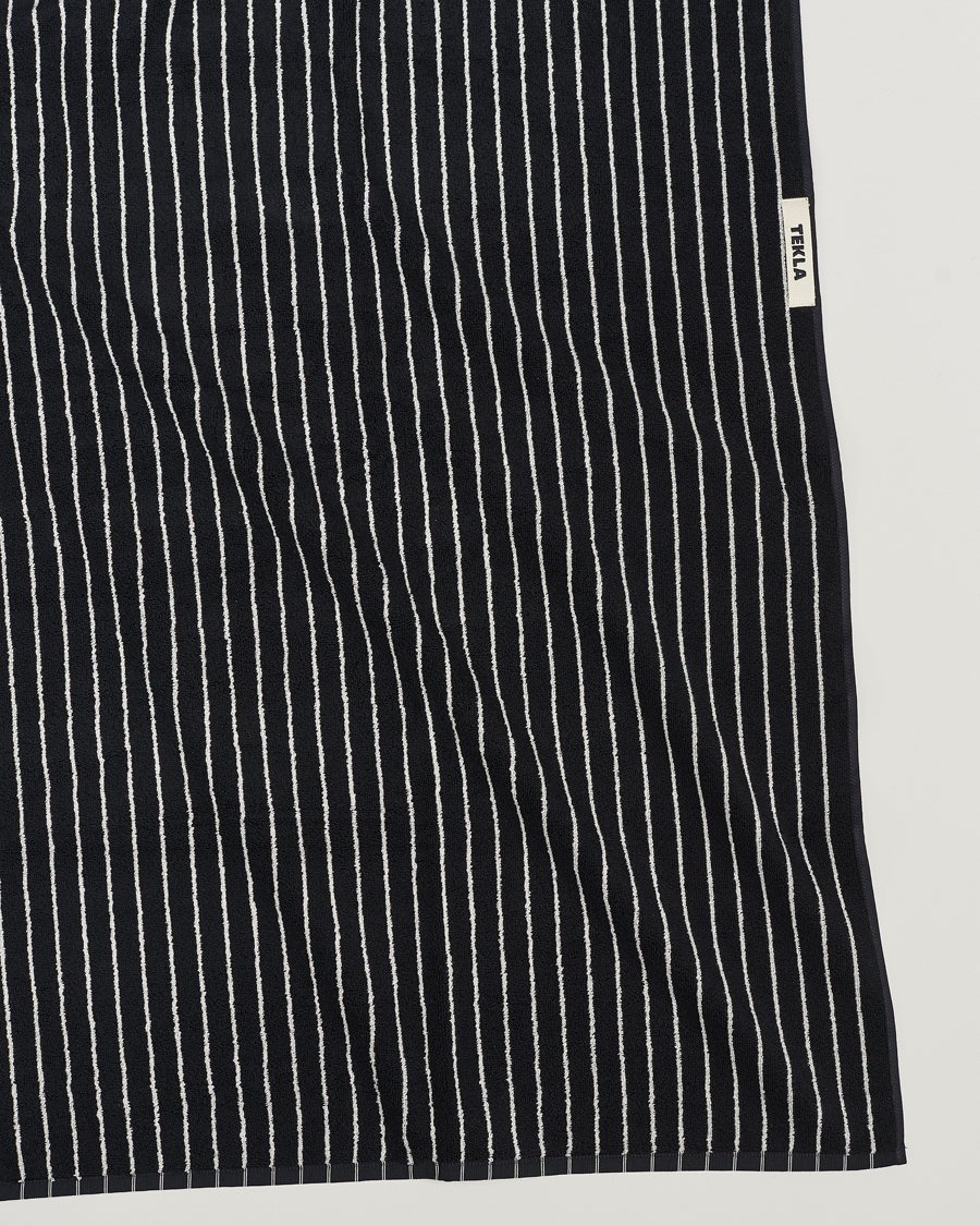 Men |  | Tekla | Organic Terry Bath Towel Black Stripe