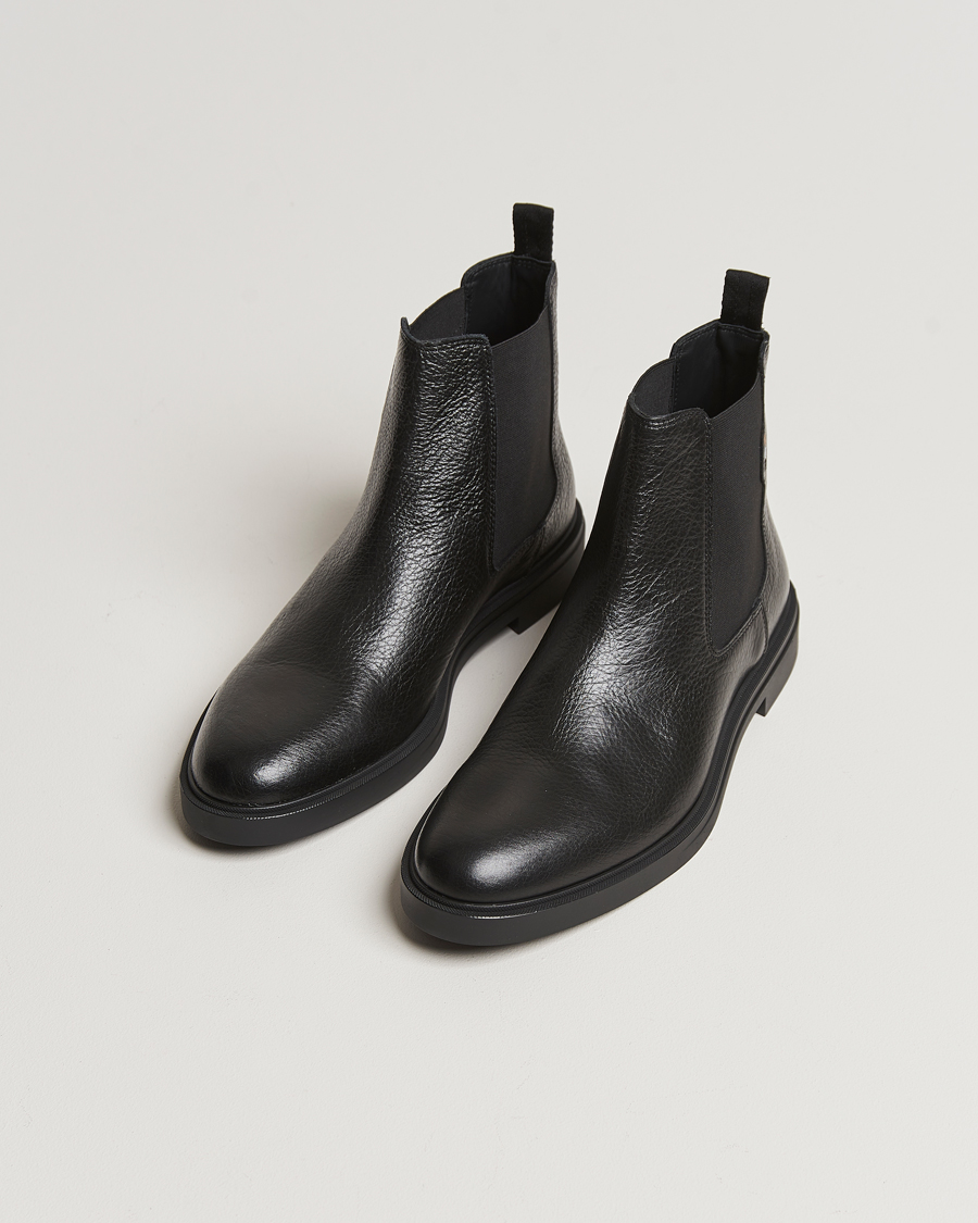 Herren | Business & Beyond | BOSS BLACK | Calev Grained Leather Chelsea Boot Black