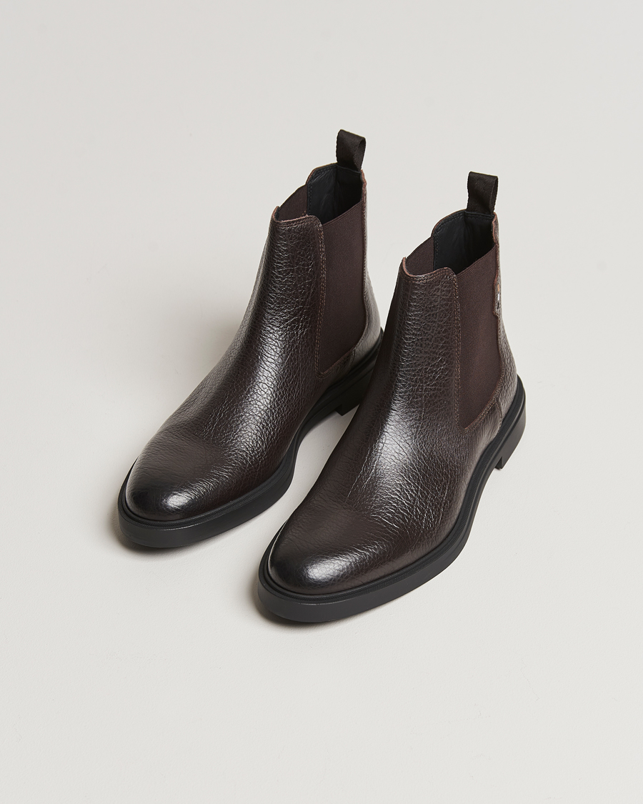 Herren |  | BOSS BLACK | Calev Grained Leather Chelsea Boot Dark Brown