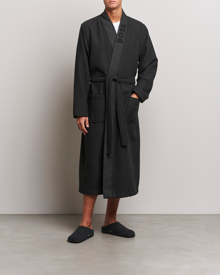 Herren | Schlafanzüge & Bademäntel | BOSS BLACK | Waffle Robe Black