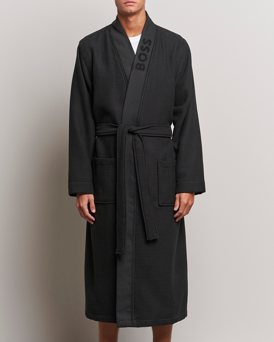 Herren | Schlafanzüge & Bademäntel | BOSS BLACK | Waffle Robe Black