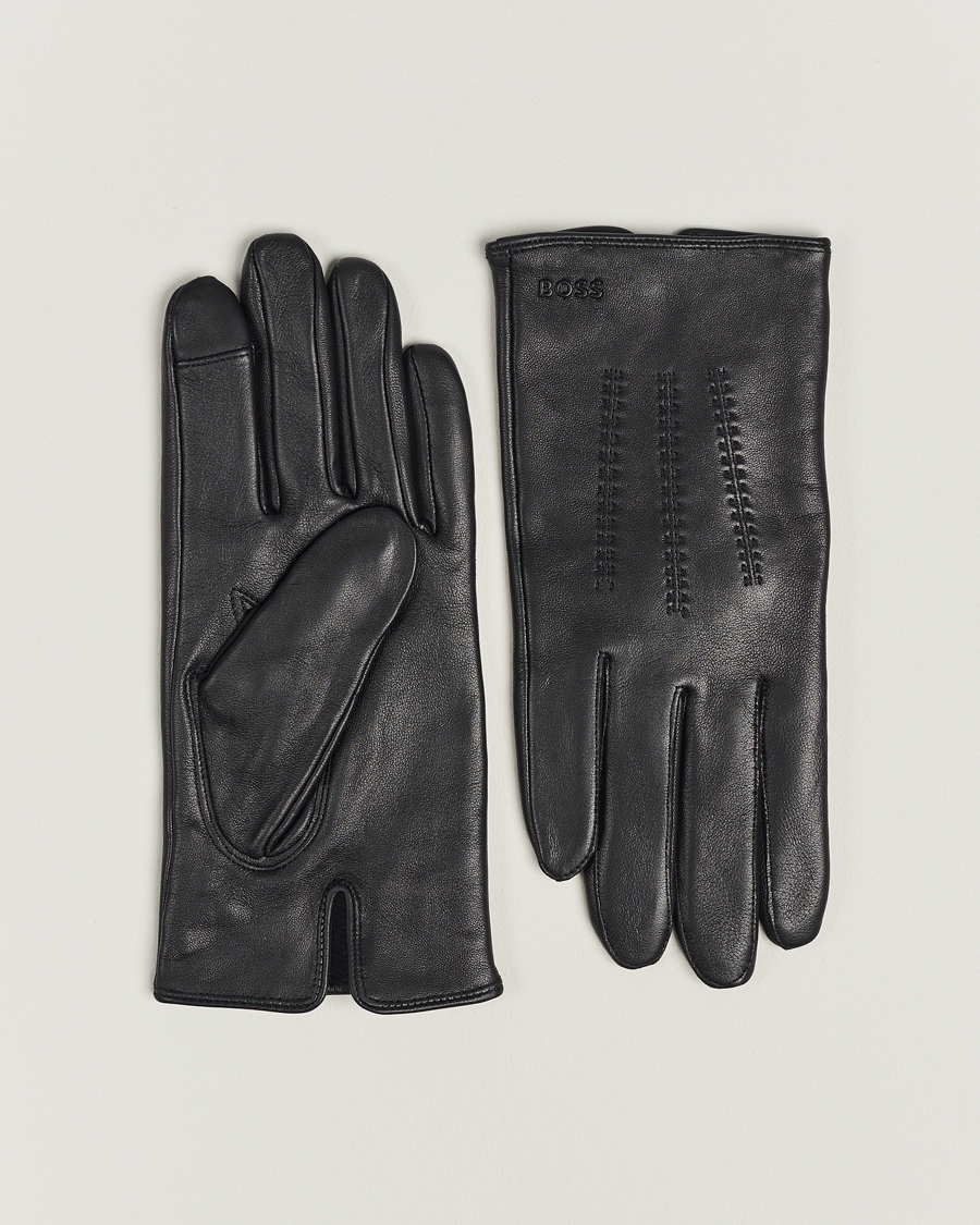 Herren | BOSS BLACK Hainz Leather Gloves Black | BOSS BLACK | Hainz Leather Gloves Black