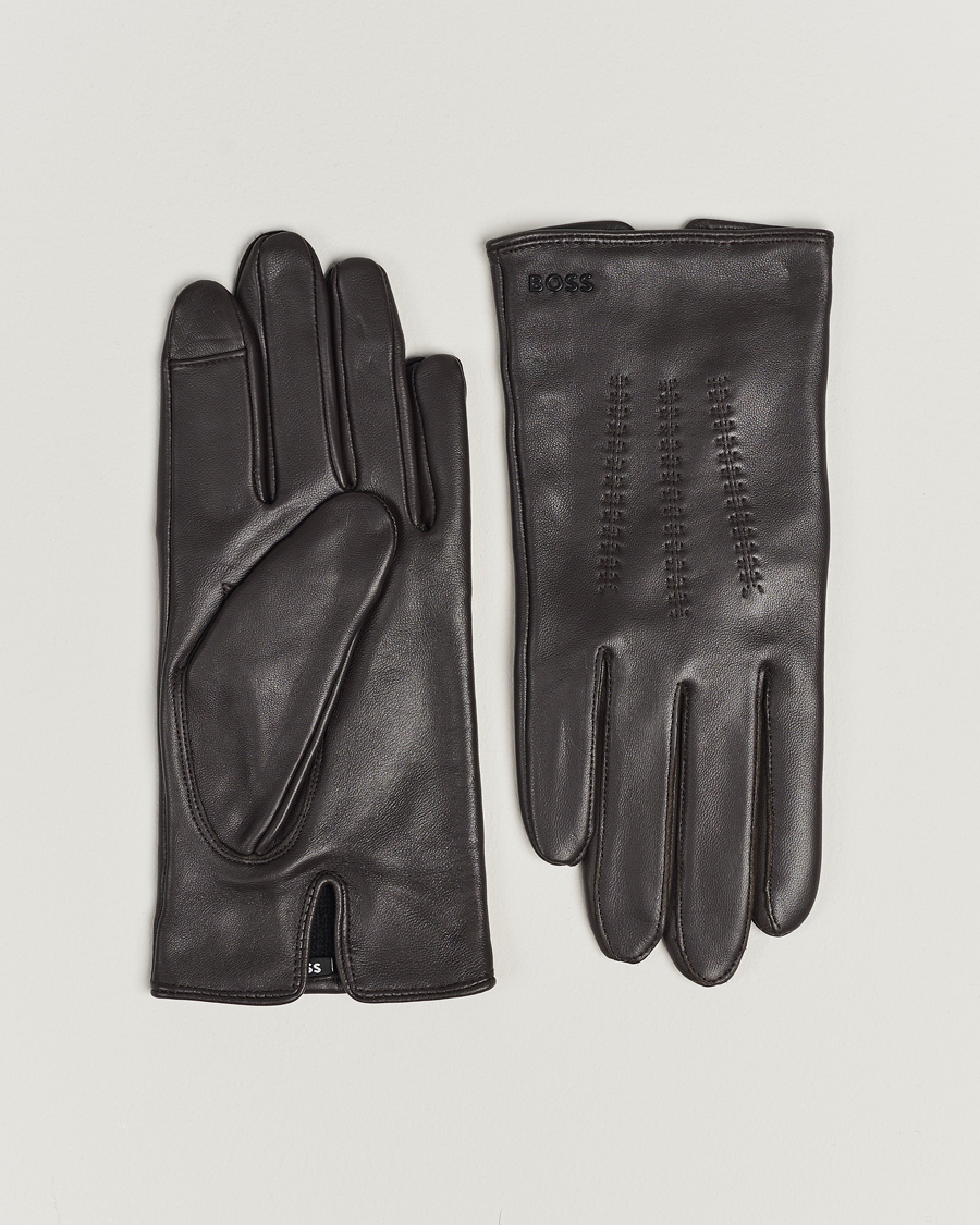 Herren |  | BOSS BLACK | Hainz Leather Gloves Medium Brown