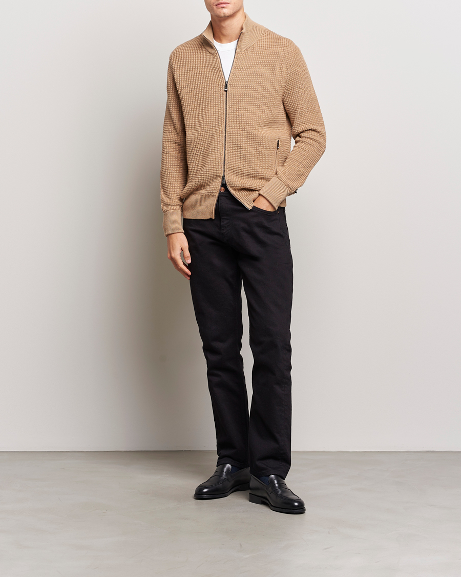 Herren | Pullover | BOSS BLACK | Mabeo Heavy Knitted Full Zip Medium Beige