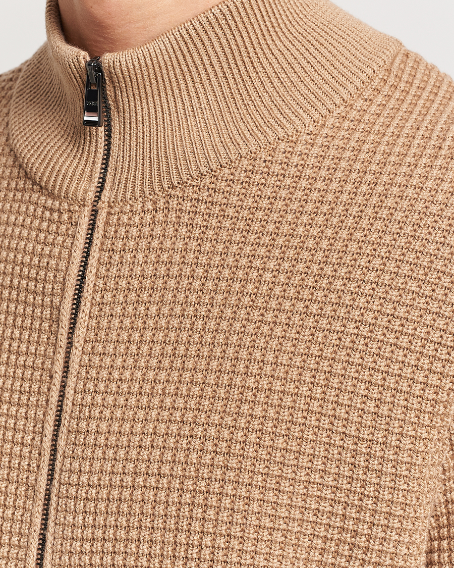Herren | Pullover | BOSS BLACK | Mabeo Heavy Knitted Full Zip Medium Beige
