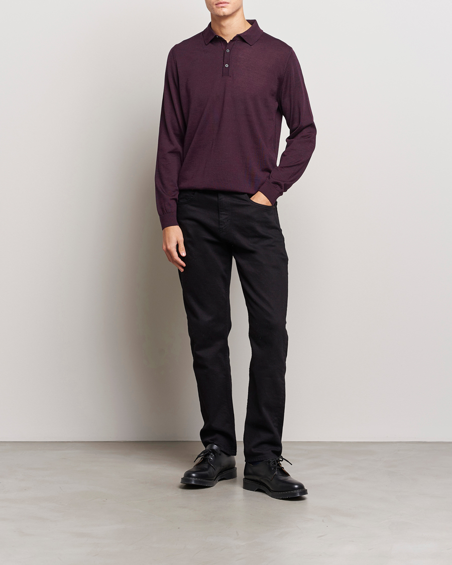 Herren | Pullover | BOSS BLACK | Lancione Merino Knitted Polo Dark Red