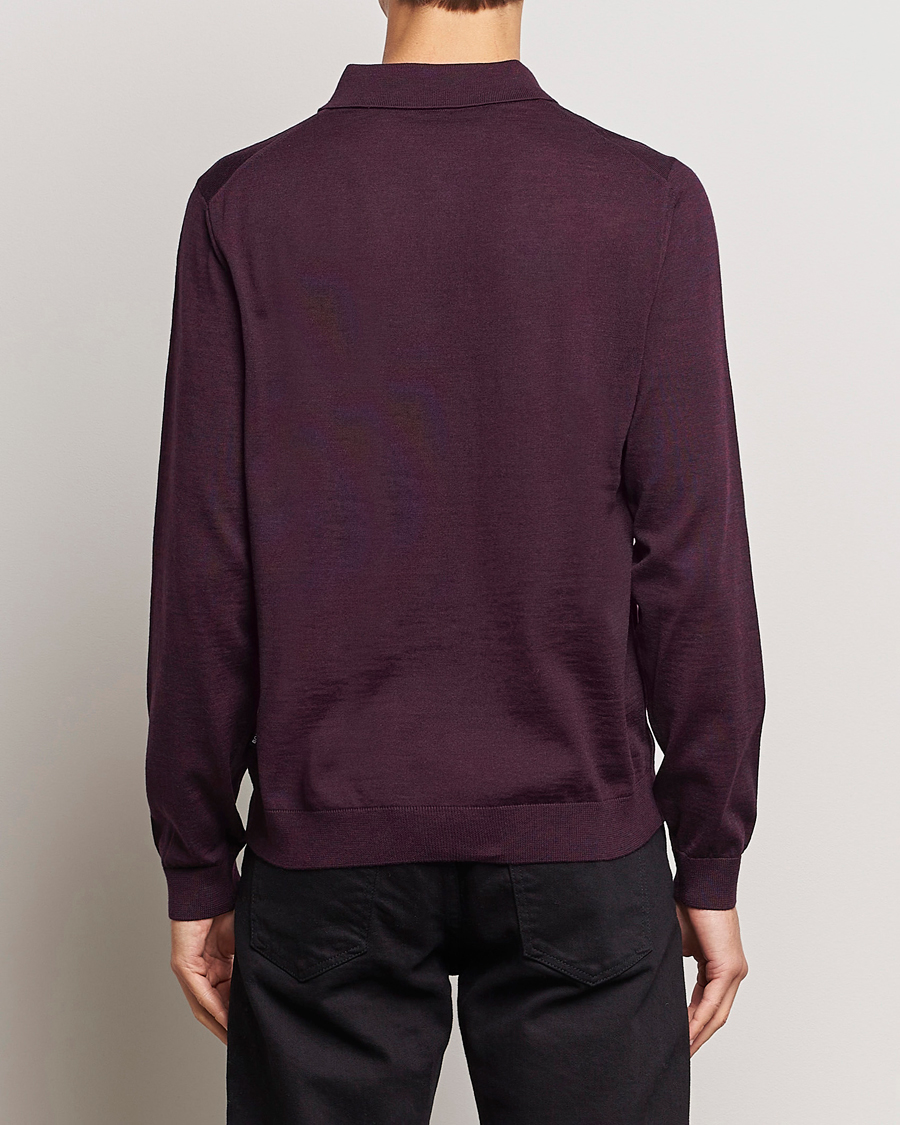 Herren | Pullover | BOSS BLACK | Lancione Merino Knitted Polo Dark Red