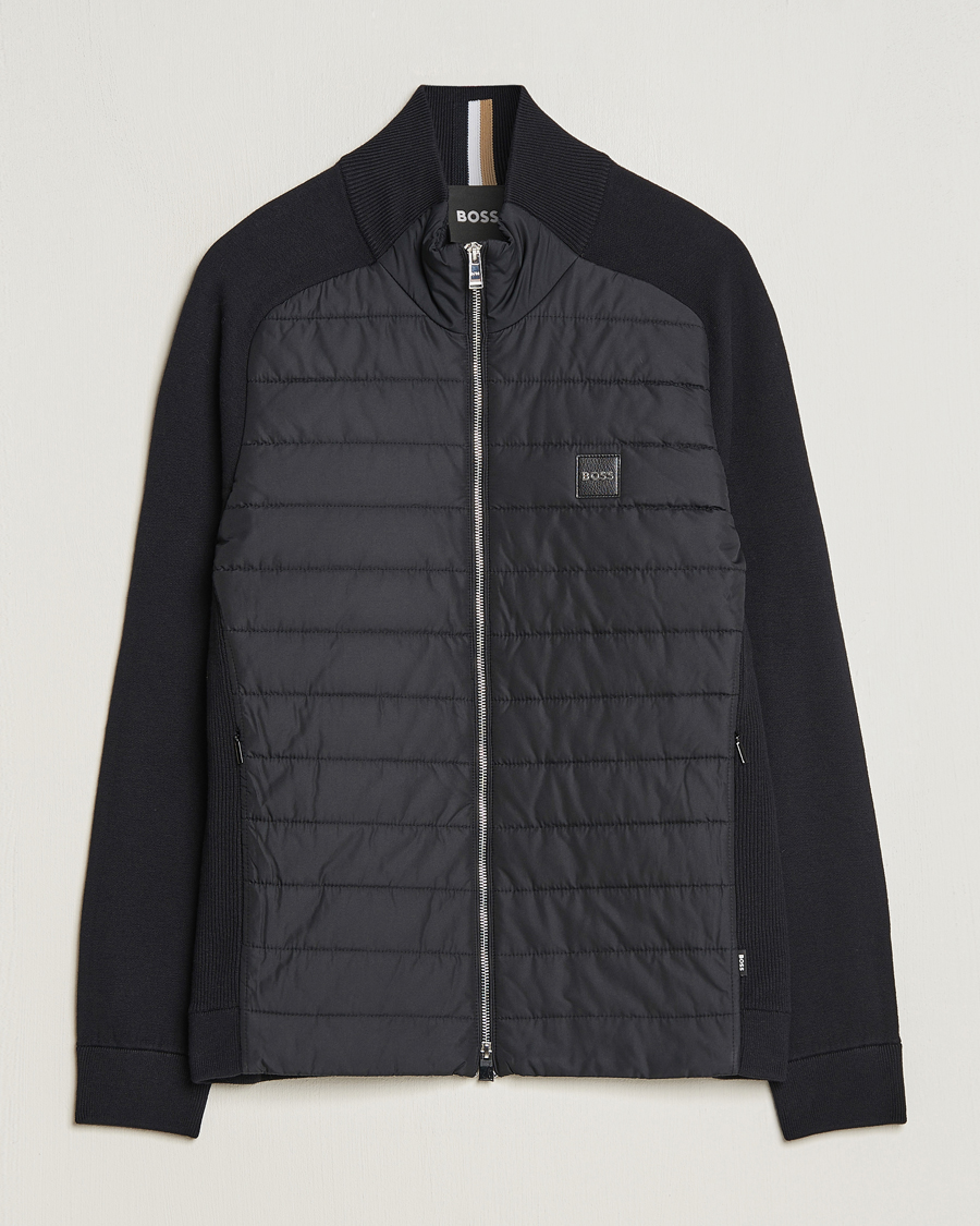 Herren | Pullover | BOSS BLACK | Medesimo Hybrid Full Zip Black