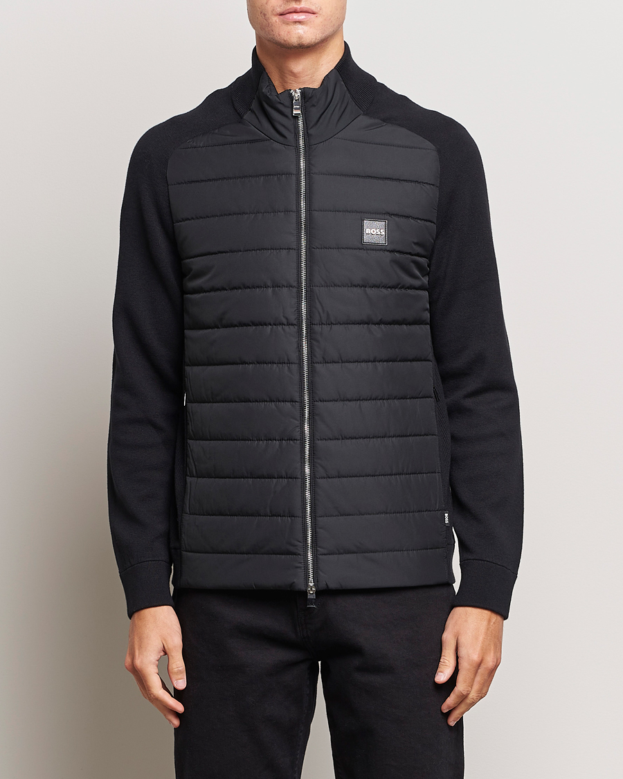Herren | Pullover | BOSS BLACK | Medesimo Hybrid Full Zip Black