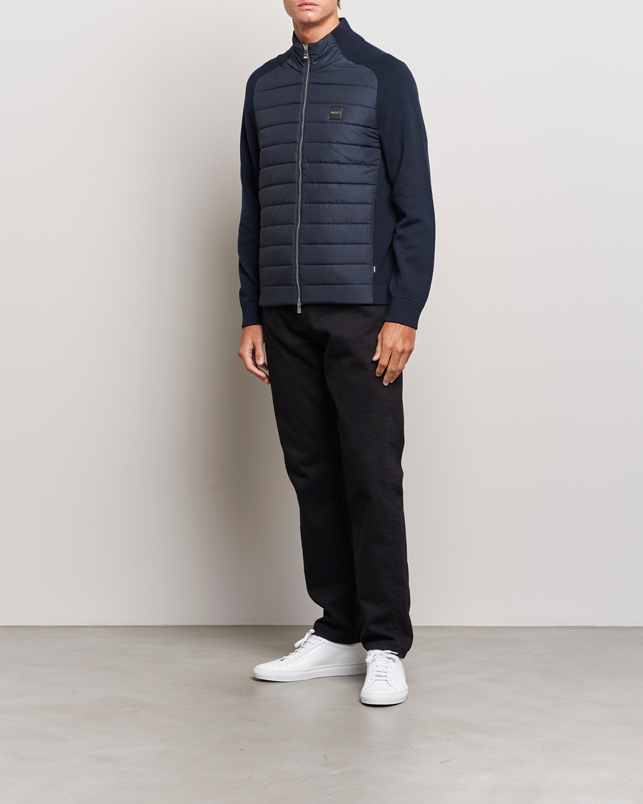 Herren | Pullover | BOSS BLACK | Medesimo Hybrid Full Zip Dark Blue
