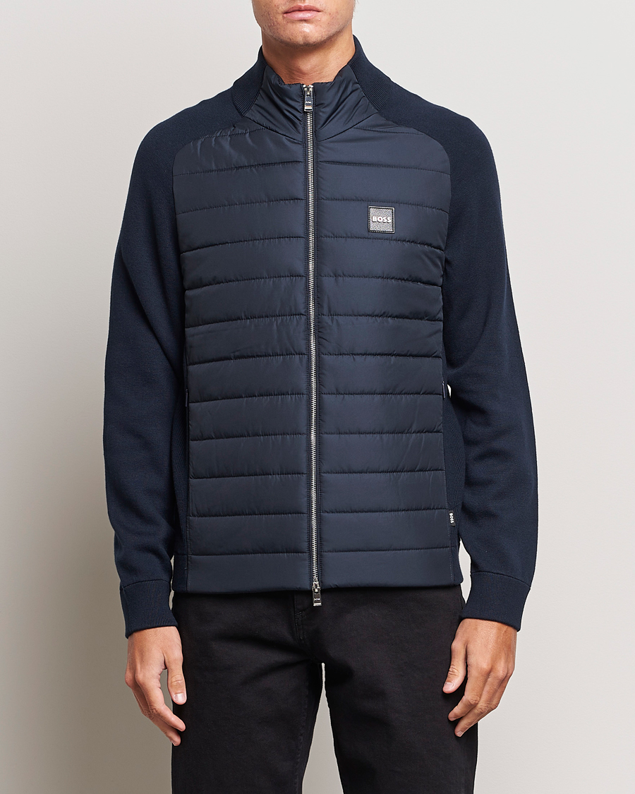 Herren | Pullover | BOSS BLACK | Medesimo Hybrid Full Zip Dark Blue