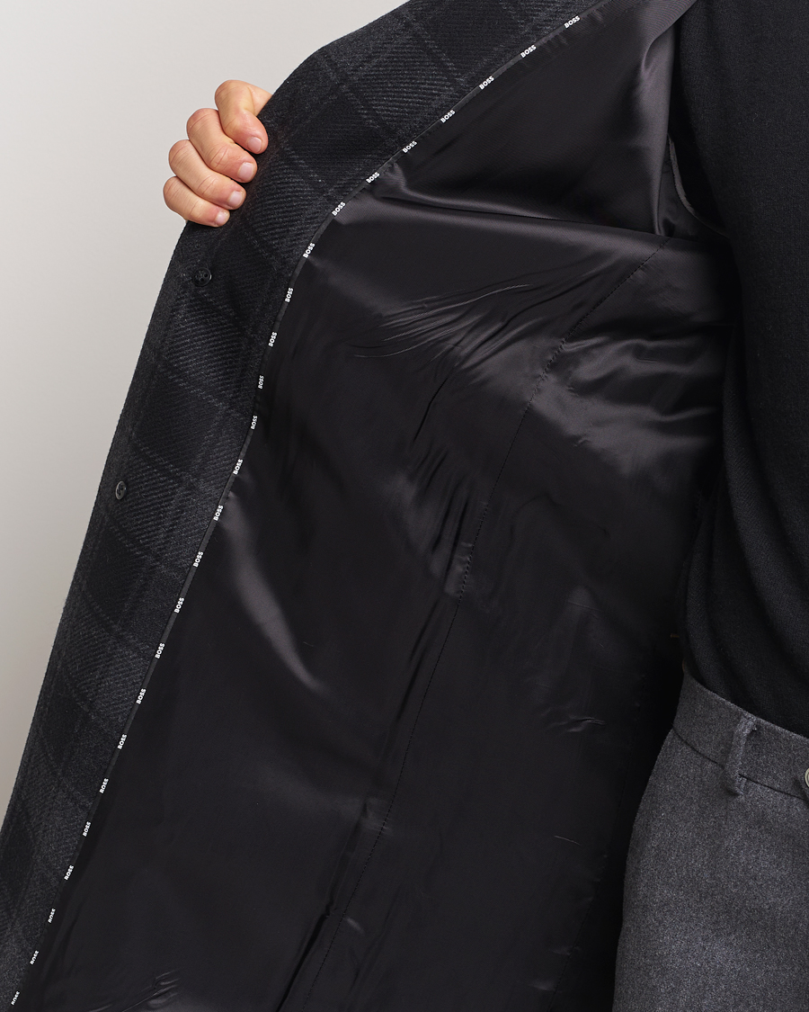 Herren | Jacken | BOSS BLACK | Hyde Wool Checked Coat Black/Grey