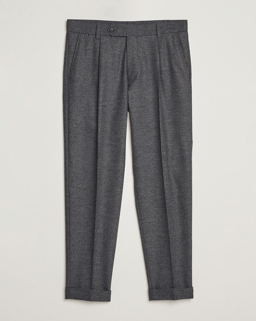 Herren | | BOSS BLACK | Perin Tech Flannel Pleated Trousers Dark Grey
