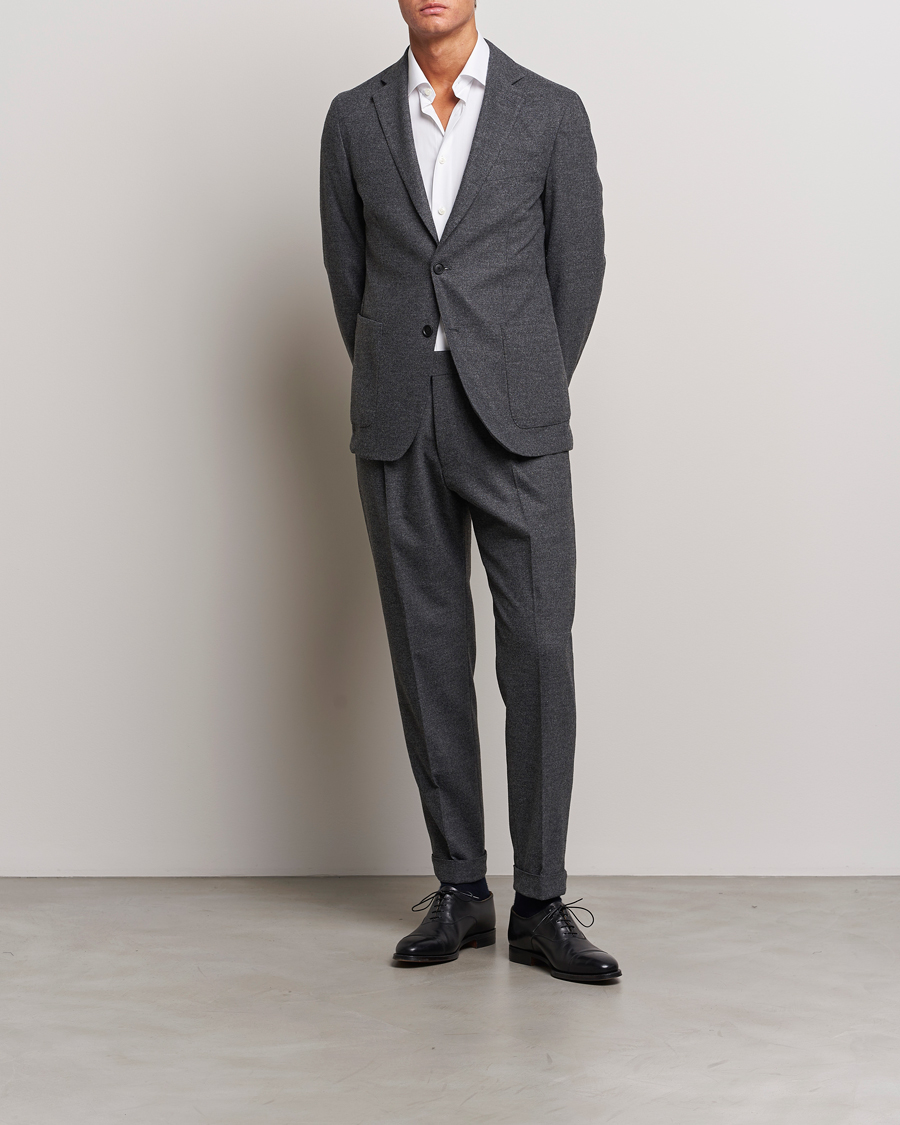 Herren | Hosen | BOSS BLACK | Perin Tech Flannel Pleated Trousers Dark Grey