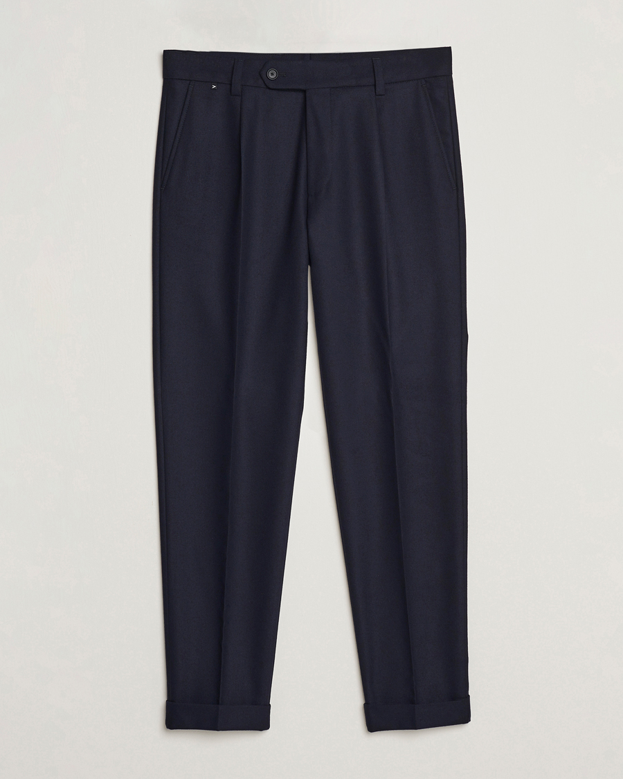 Herren | Hosen | BOSS BLACK | Perin Tech Flannel Pleated Trousers Dark Blue