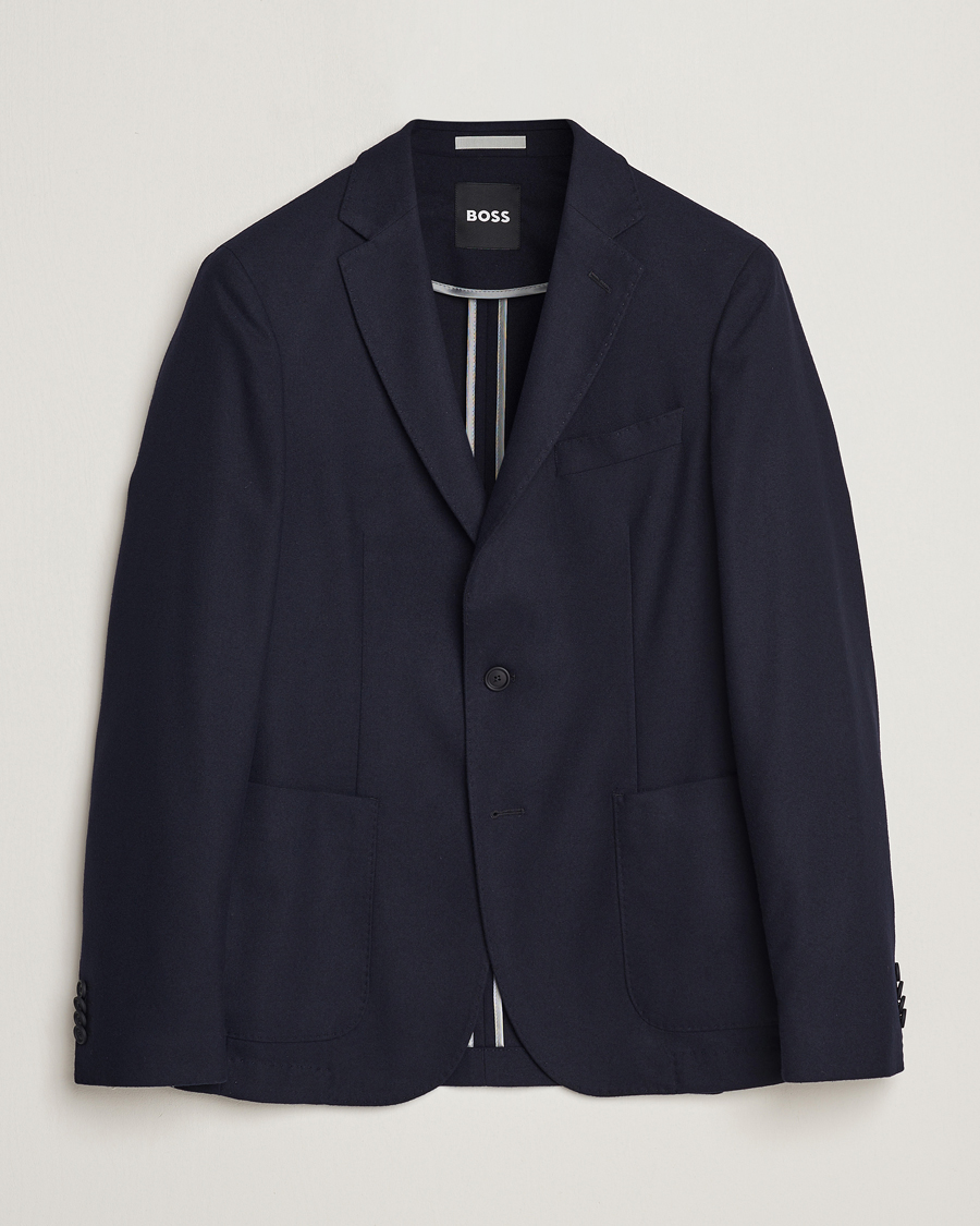 Herren | Sakkos | BOSS BLACK | Hanry Tech Flannel Blazer Dark Blue