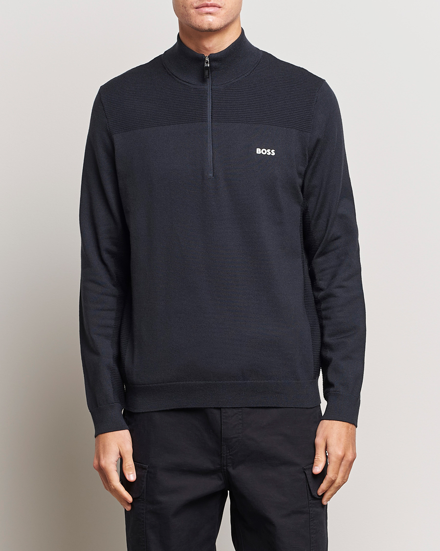 Herren | Pullover | BOSS GREEN | Momentum Knitted Half Zip Dark Blue