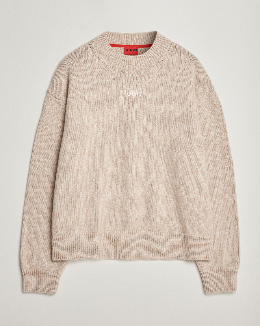 Herren | HUGO | HUGO | Seese Knitted Sweater Light Beige