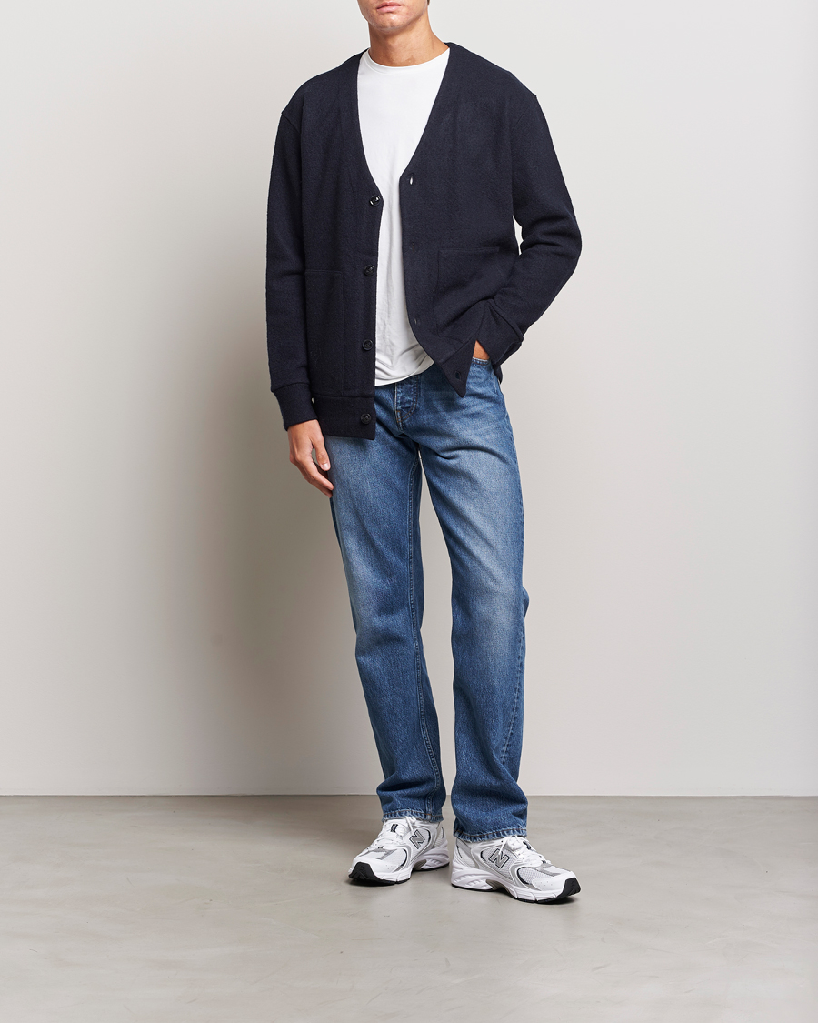 Herren | Pullover | NN07 | Ice Boiled Wool Cardigan Navy Blue