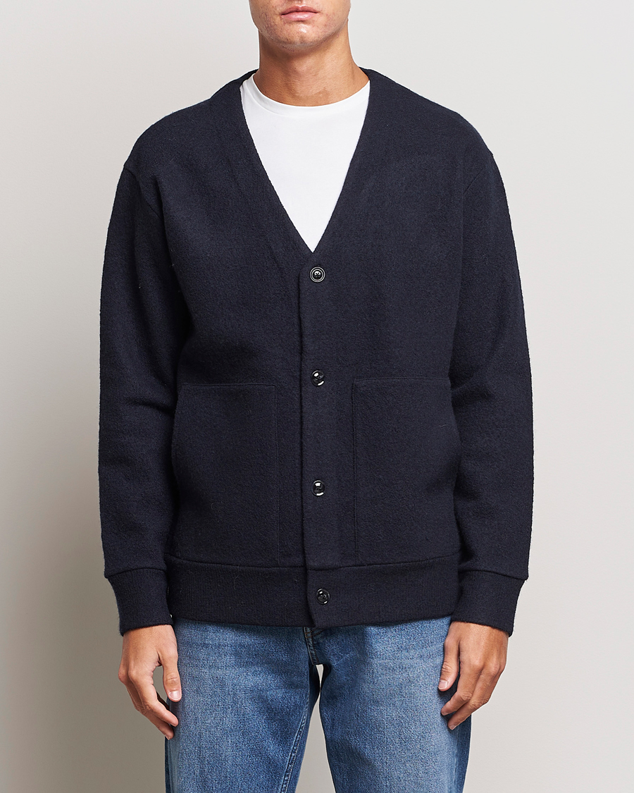Herren |  | NN07 | Ice Boiled Wool Cardigan Navy Blue