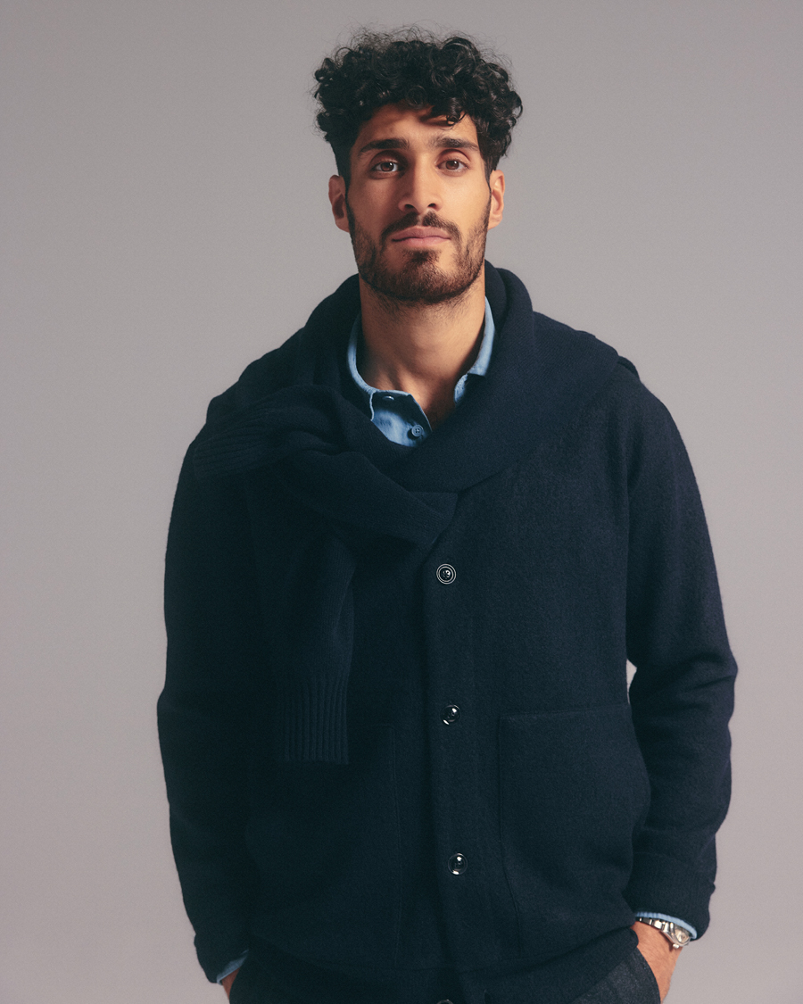 Herren | Pullover | NN07 | Ice Boiled Wool Cardigan Navy Blue