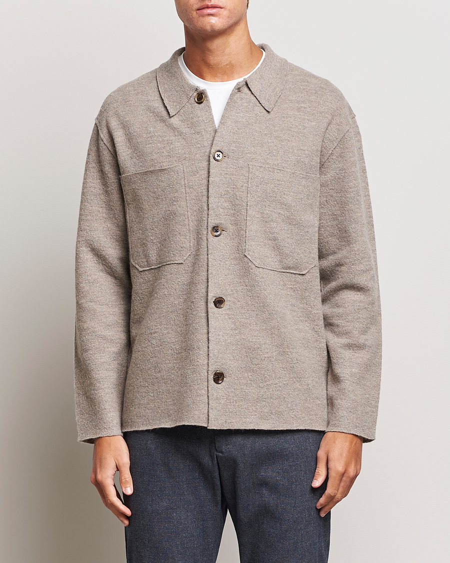 Herren | Pullover | NN07 | Jonas Boiled Wool Cardigan Khaki