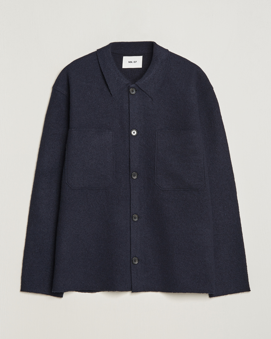Herren | Pullover | NN07 | Jonas Boiled Wool Cardigan Navy Blue