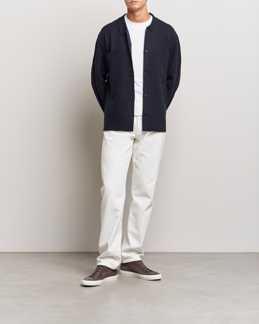Herren | Pullover | NN07 | Jonas Boiled Wool Cardigan Navy Blue