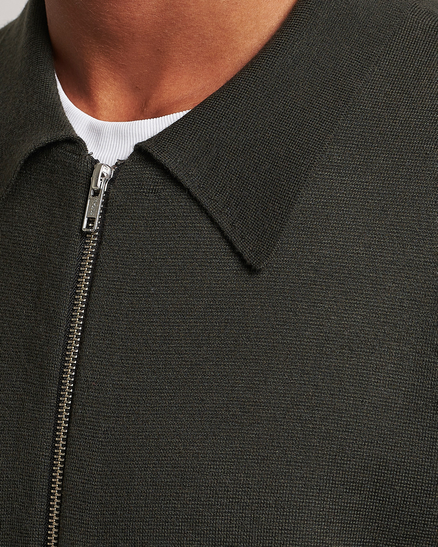 Herren | Pullover | NN07 | Harald Knitted Full Zip Dark Green
