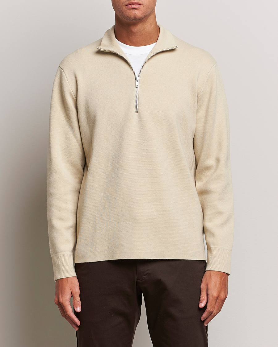 Herren | Pullover | NN07 | Harald Cotton/Modal Half Zip Ecru