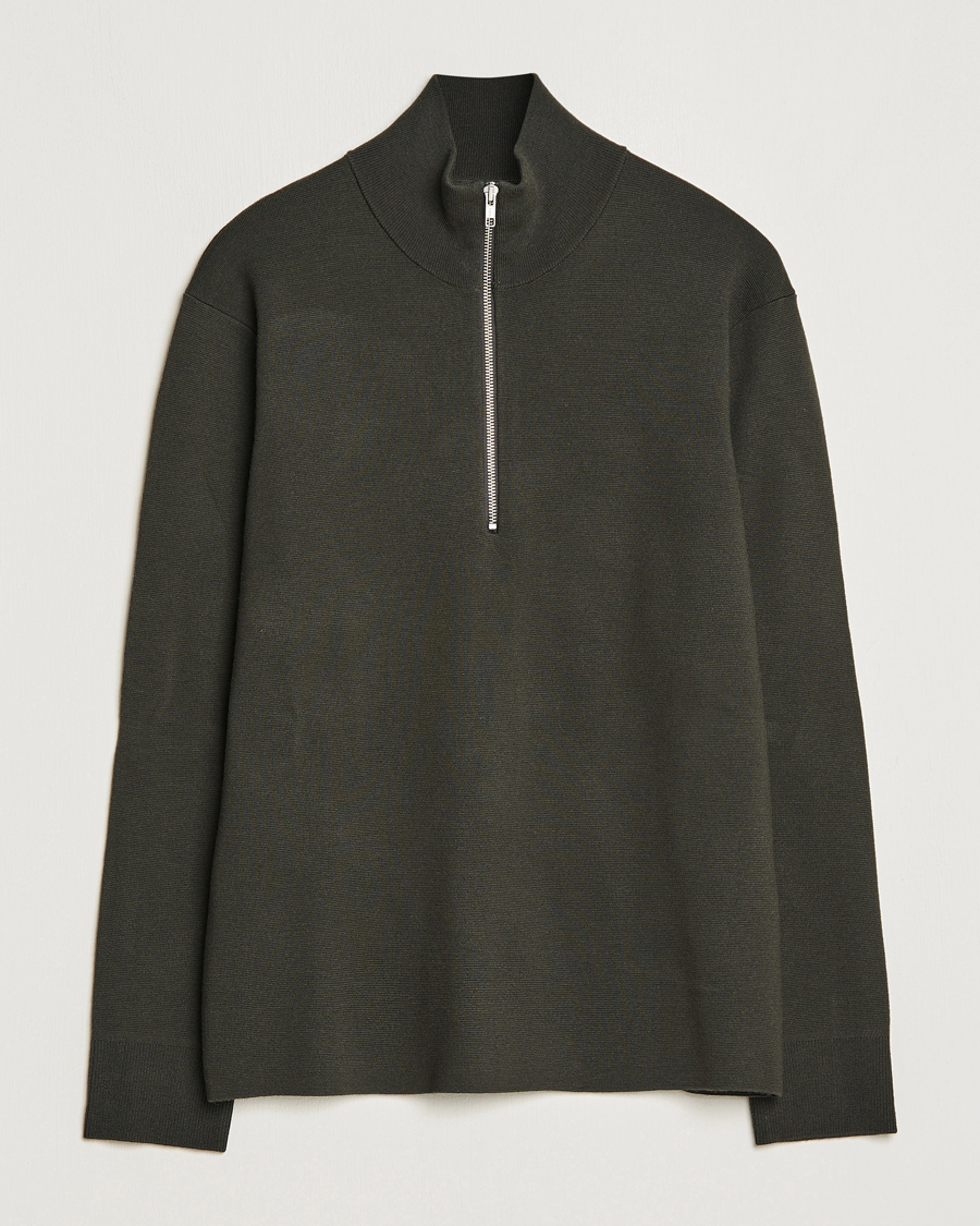 Herren | Pullover | NN07 | Harald Cotton/Modal Half Zip Dark Army
