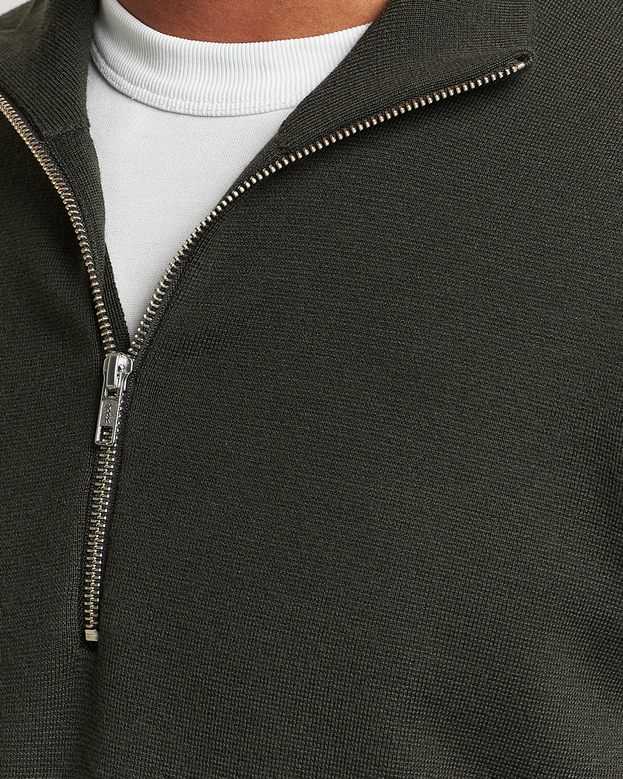 Herren | Pullover | NN07 | Harald Cotton/Modal Half Zip Dark Army