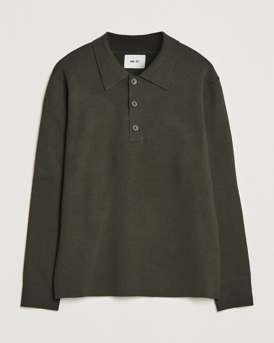 Herren | Pullover | NN07 | Harald Knitted Polo Dark Green