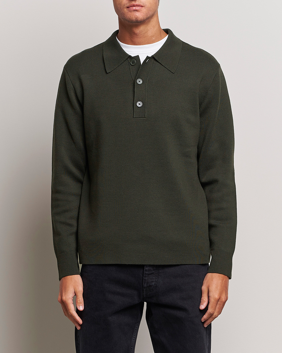 Herren | Pullover | NN07 | Harald Knitted Polo Dark Green