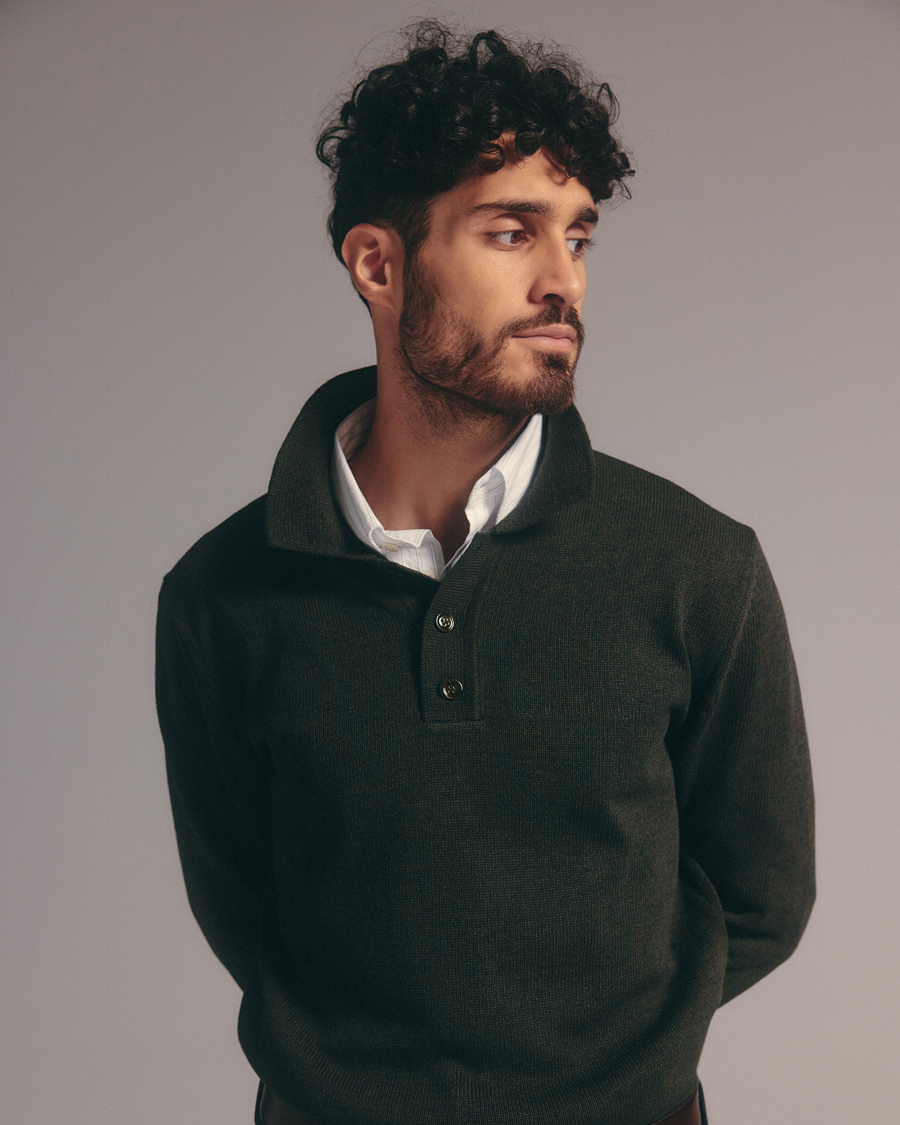 Herren | Pullover | NN07 | Harald Knitted Polo Dark Green